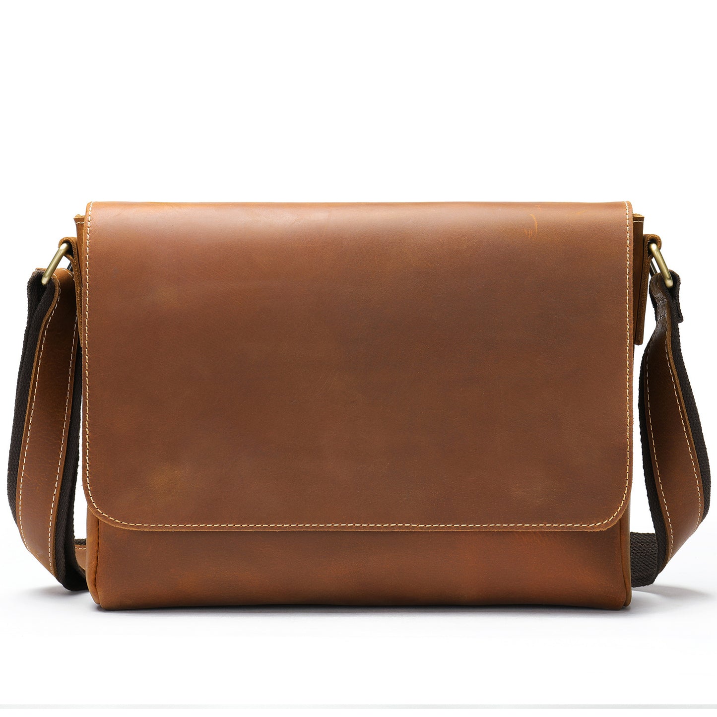Genuine Leather Mens Shoulder Fashion Saddle Leather Crossbody Casual Messenger Bag