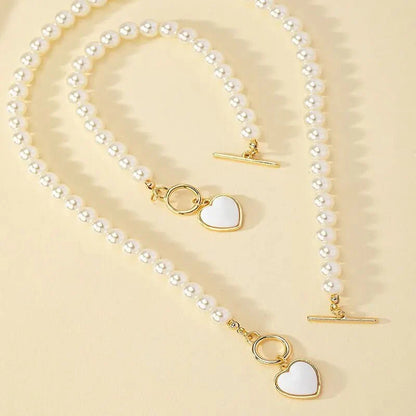 Elegant Pearl Necklace and Bracelet Set for Women