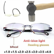2-Pair New Men Women Rimless Reading Glasses with anti-blue light