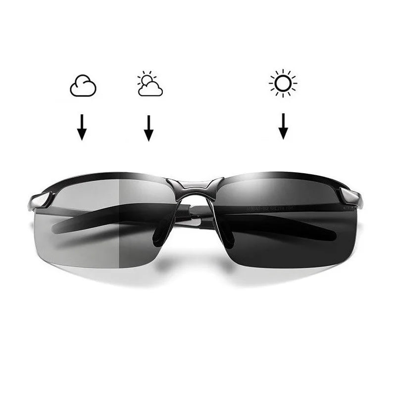 Photochromic Sunglasses Men Polarized in black frame for driving

