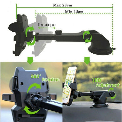 Rotatable In Car Suction Phone Holder Dashboard Windscreen Universal Mount