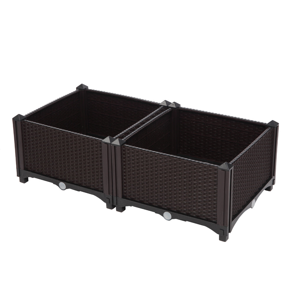 2PCS Brown Free Splicing Injection Molded Planter Box
