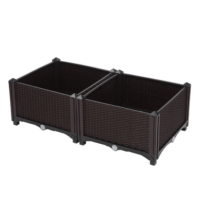 2PCS Brown Free Splicing Injection Molded Planter Box