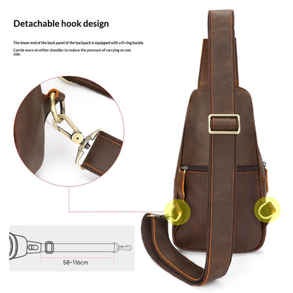 Multifunctional Chest Outdoor Casual Crossbody Vintage Crazy Horse Leather Shoulder Bag