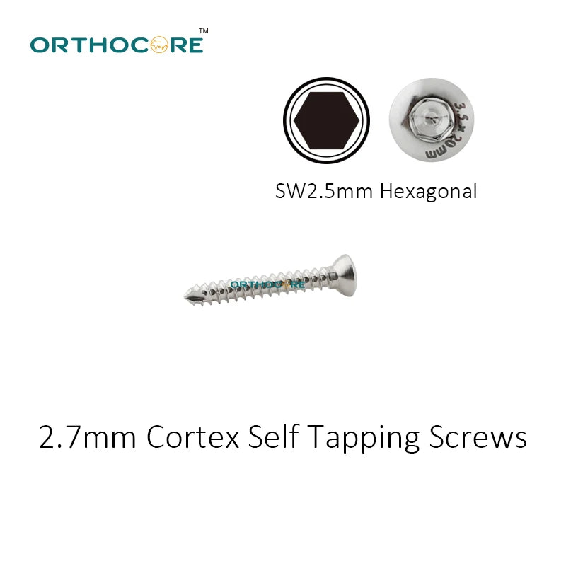 2.7mm stainless steel self-tapping cortical screws for veterinary orthopedic surgery