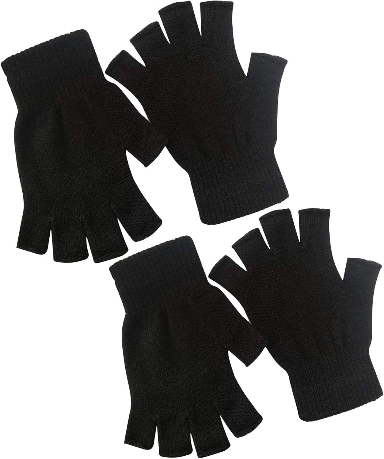 2 Pair Knit Half Finger Gloves