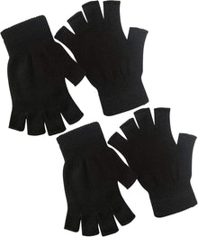 2 Pair Knit Half Finger Gloves