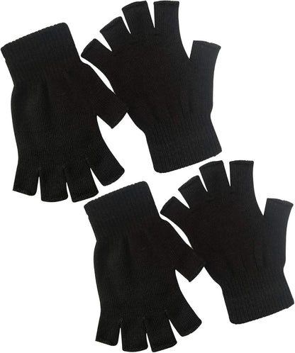 2 Pair Knit Half Finger Gloves