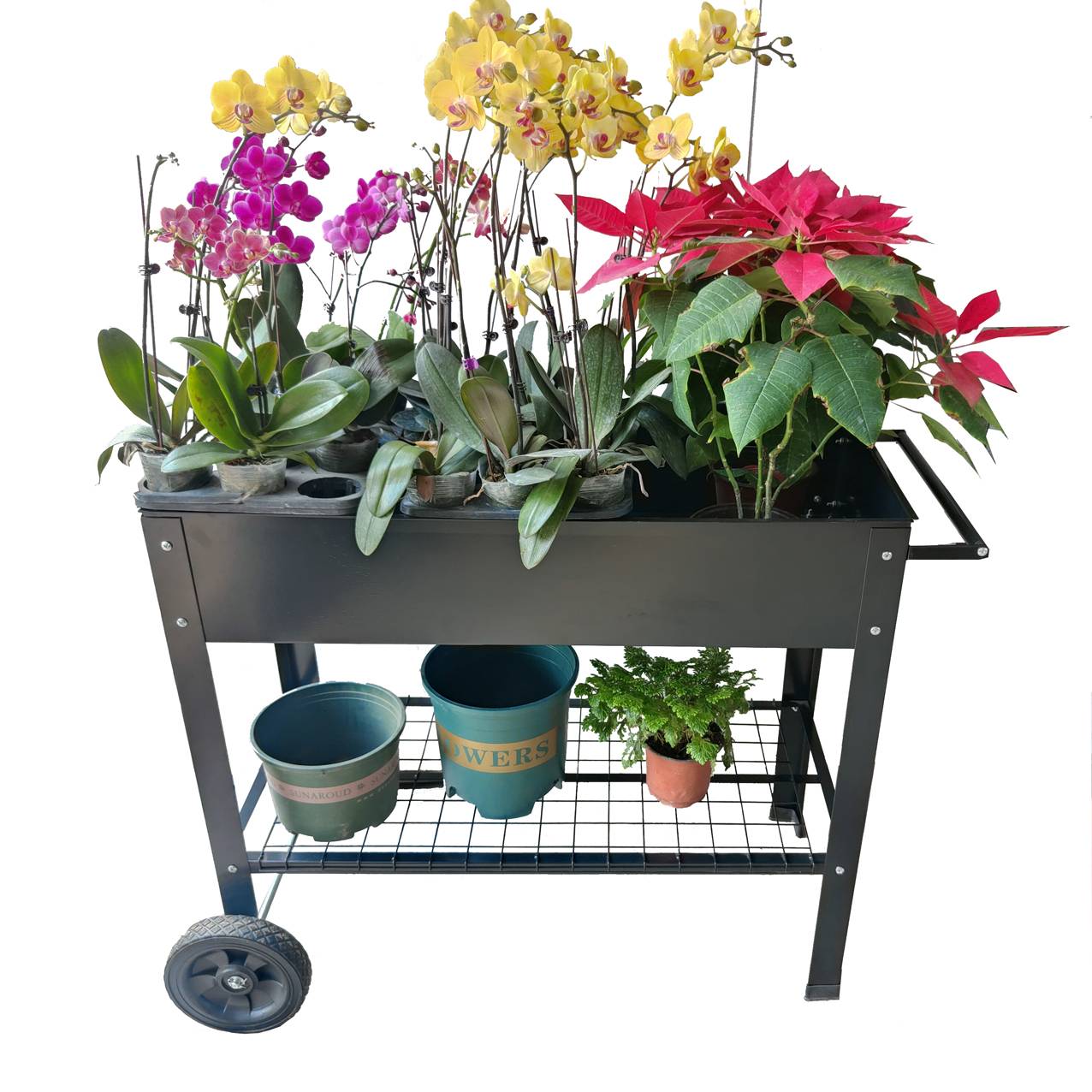 Mobile Metal Raised Garden Bed Cart With Legs For Outdoor House Patio