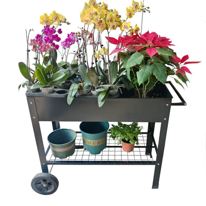 Mobile Metal Raised Garden Bed Cart With Legs For Outdoor House Patio