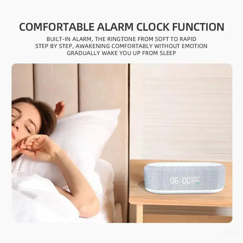 Wireless Charging Alarm Clock with Qi charger for phone, AirPods, and more

