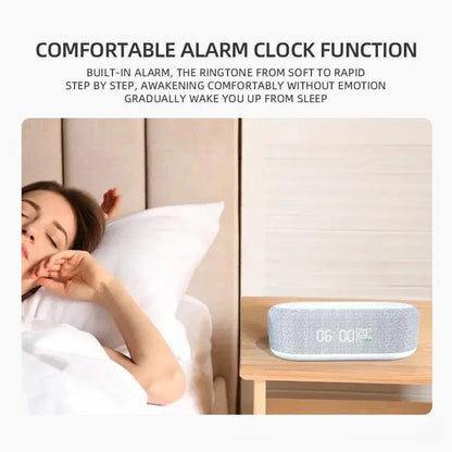 Wireless Charging Alarm Clock with Qi charger for phone, AirPods, and more

