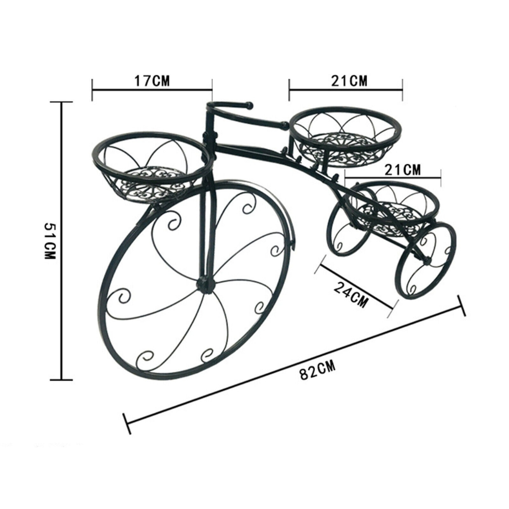 3-Tier Bicycle Plant Stand Wrought Iron Tricycle Planter