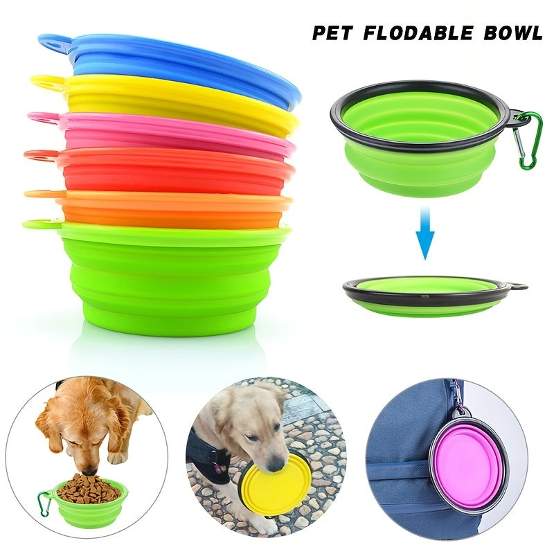 Pet Silicone Dog Food Water Bowl Travel Portable Folding  Supplies