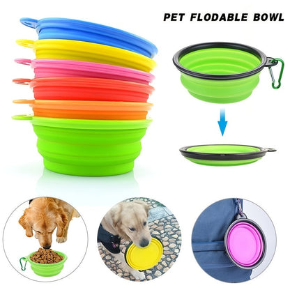 Pet Silicone Dog Food Water Bowl Travel Portable Folding  Supplies