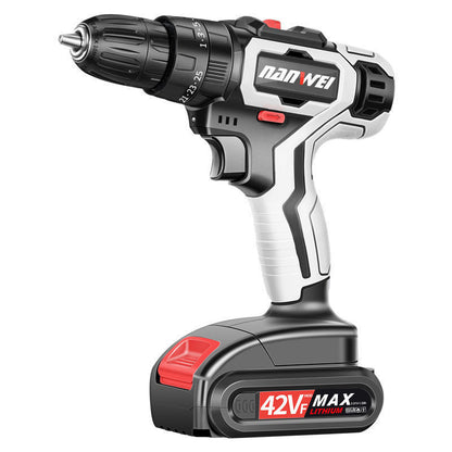 Rechargeable electric drill for woodworking and DIY repairs