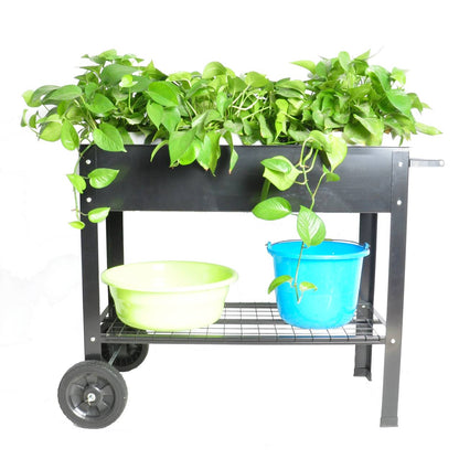 Mobile Metal Raised Garden Bed Cart With Legs For Outdoor House Patio