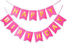 Pink Happy Birthday Banner with Gold Sparkles