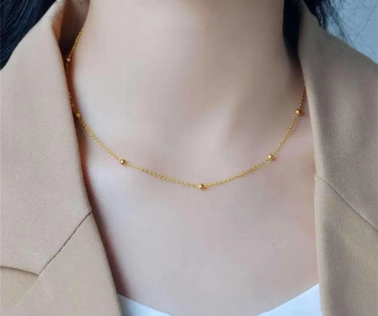 Gold ball bead necklace
