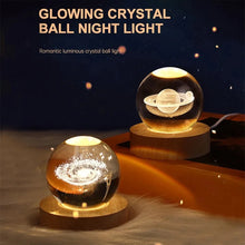 3D crystal lamp with galactic projection and USB-powered night light