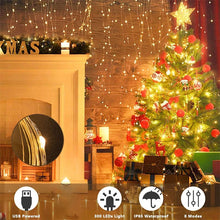 3M LED string lights with 8 modes illuminating a festive Christmas party