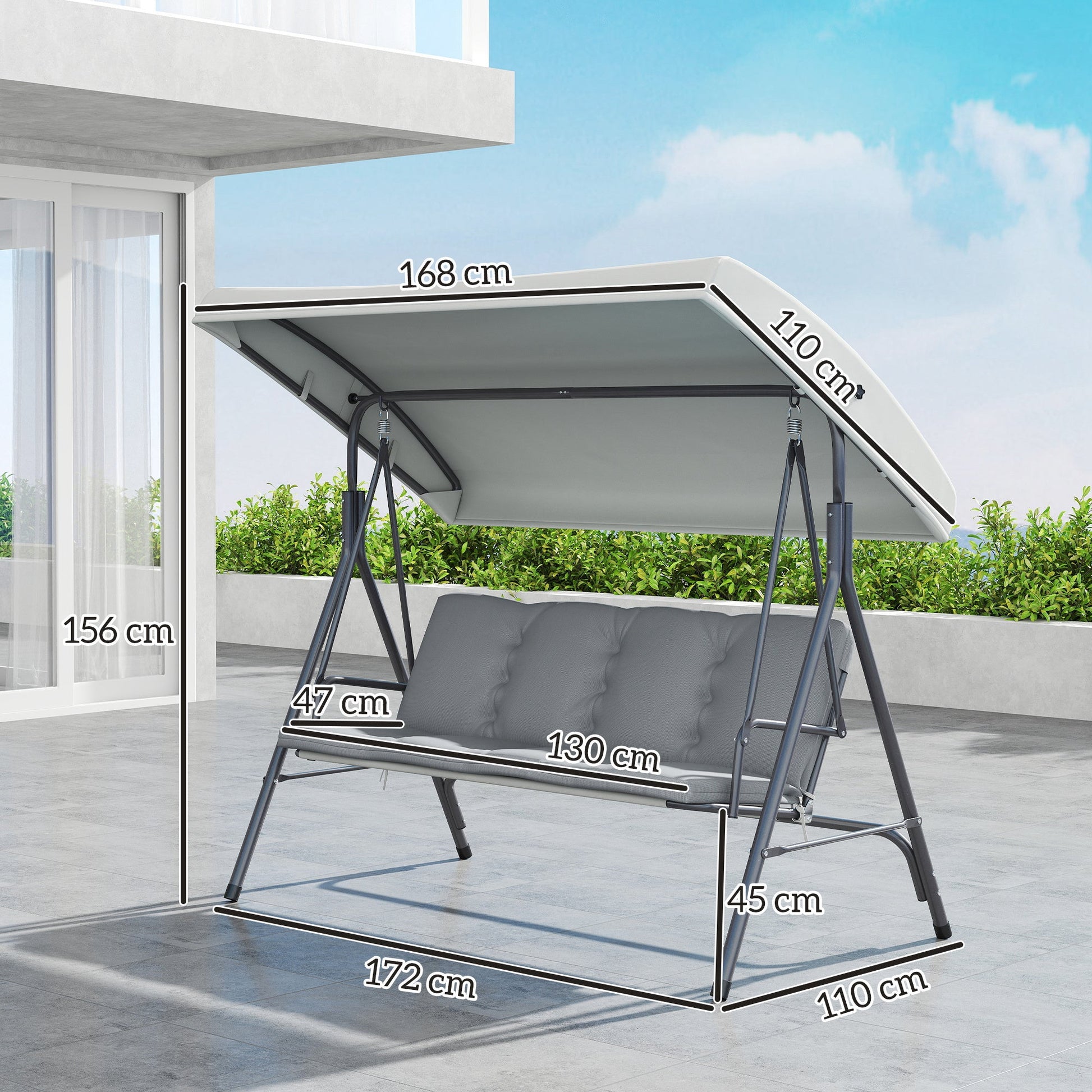 3 Seater Garden Swing Chair with Comfortable Cushions for Outdoor Relaxation