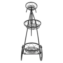 3 tier black flower pot holder rack made of durable metal for indoor and outdoor plants