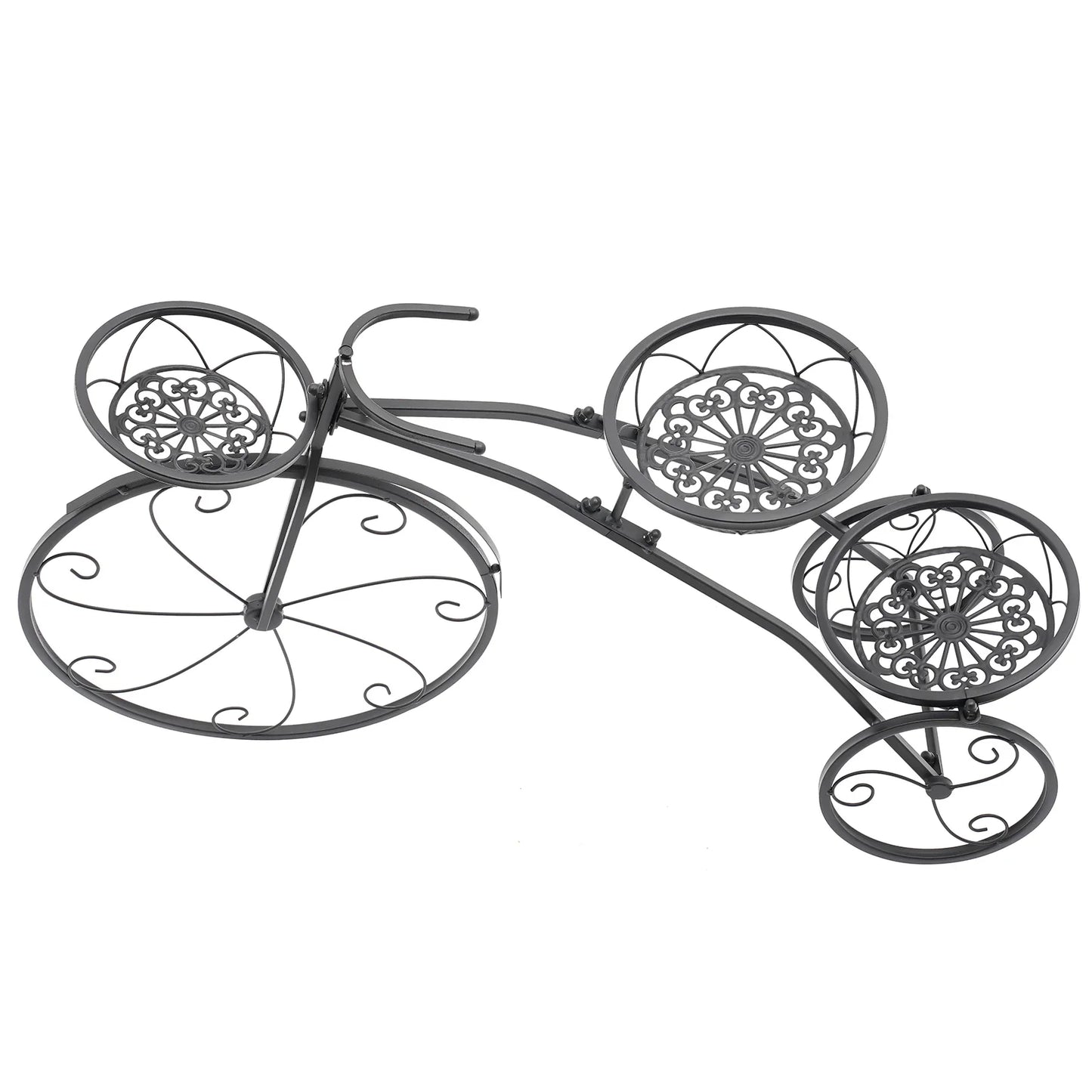 3 tier black flower pot holder rack made of durable metal for indoor and outdoor plants