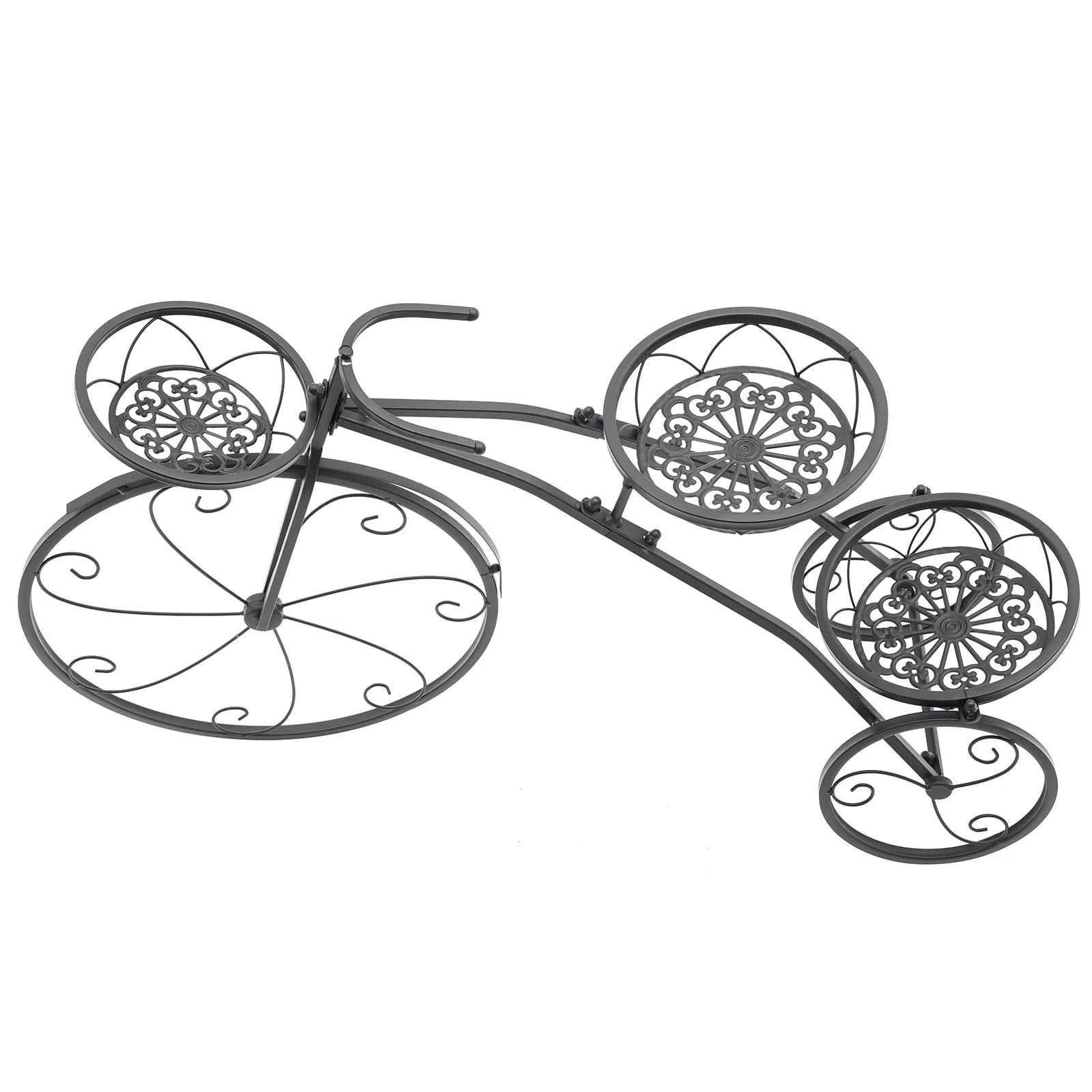 3 tier black flower pot holder rack made of durable metal for indoor and outdoor plants