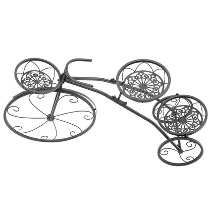 3 tier black flower pot holder rack made of durable metal for indoor and outdoor plants
