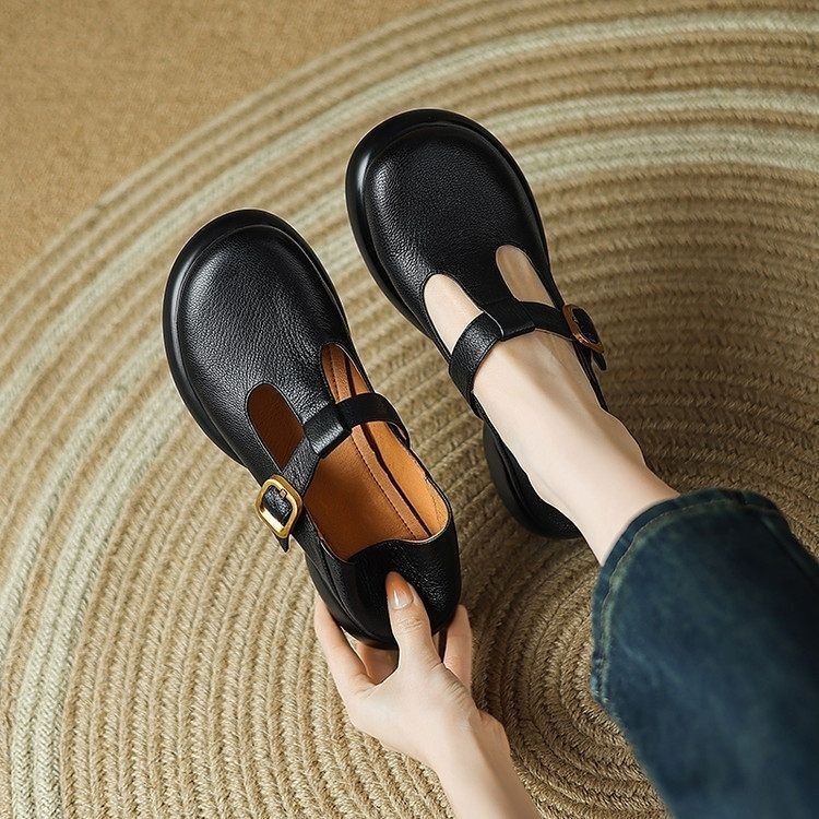Platform Heel Leather Shoes