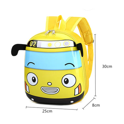 3D cartoon bus school bag for kids in yellow color


