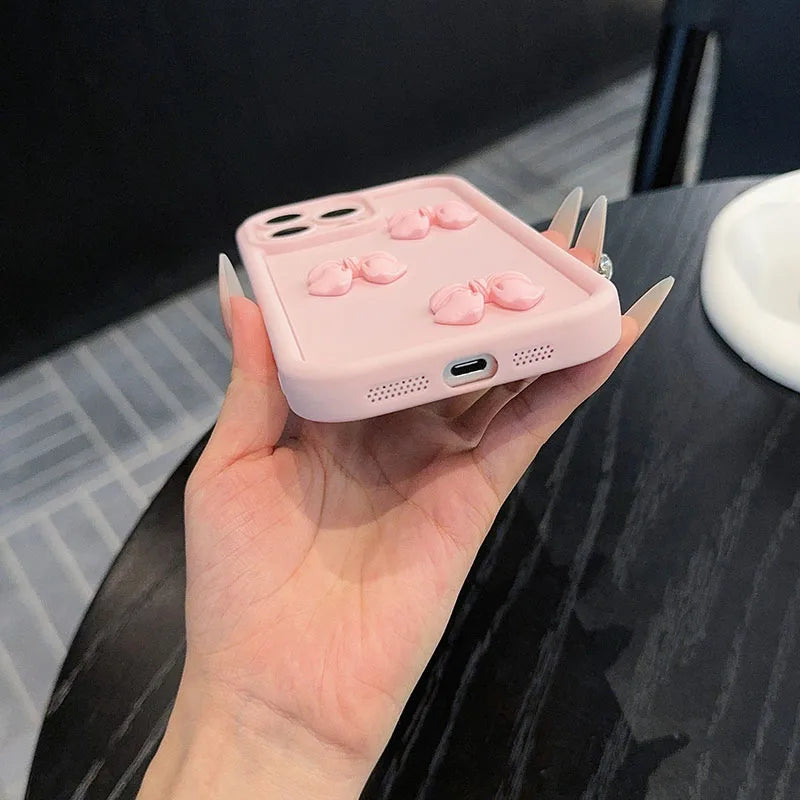 3D pink butterfly iPhone case with soft shockproof silicone design

