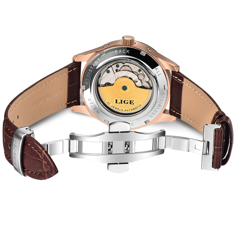 Men’s Automatic Mechanical Watch – Tourbillon Retro Leather Wristwatch