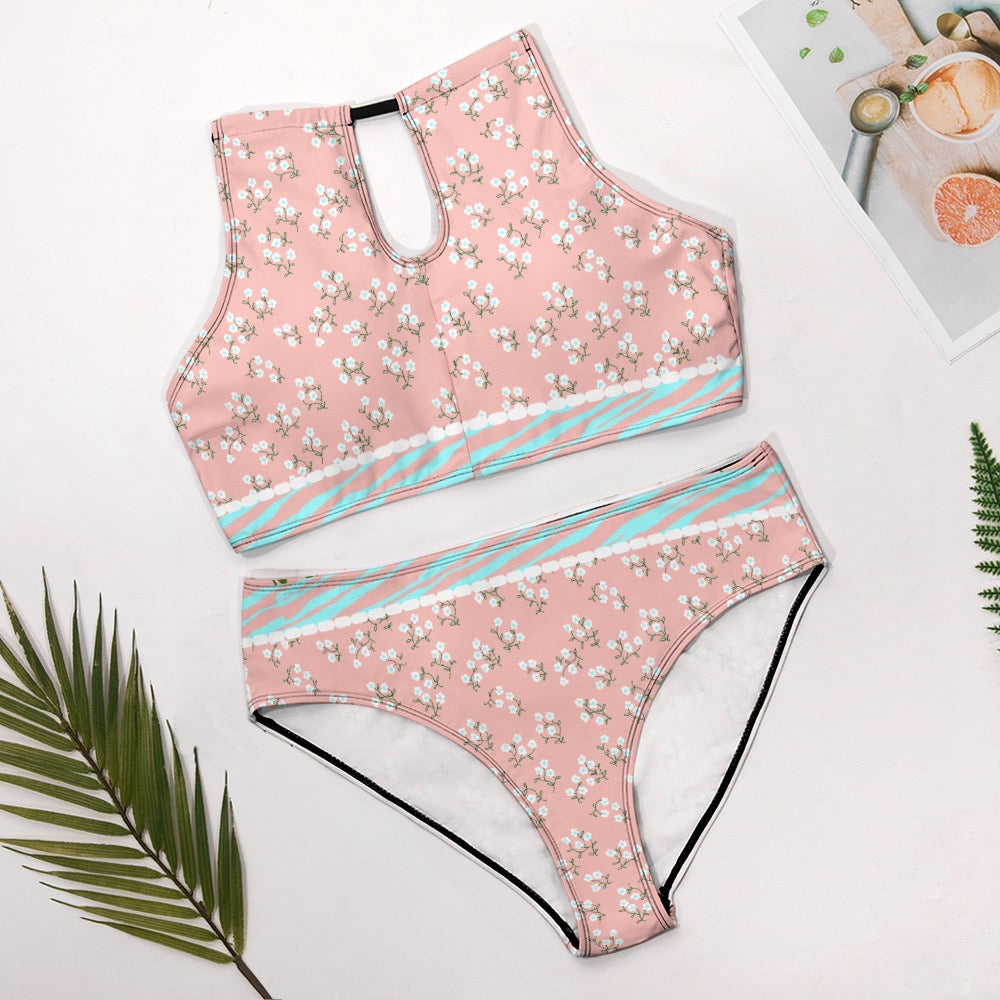 Pink and Blue Soft Beautiful Ladies Bikini Swimsuit. Miami Collection