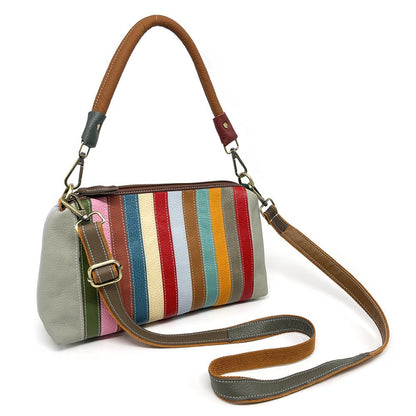 Women's genuine leather shoulder crossbody bag with zipper pockets