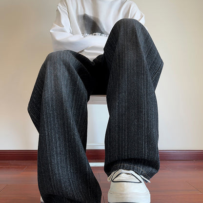 Men's Fashionable Plus-Size Straight Leg Denim Trousers