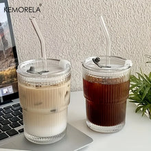 450ml iced coffee glass cup with lid and straw for reusable use
