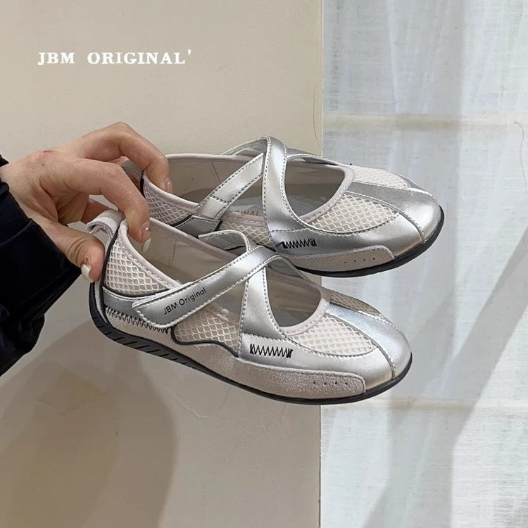 2026 New Spring Summer Girls Retro Ballet Trainers, Cross Strap Mary Jane Flats, Low Cut Flat Casual Sneakers For Kids