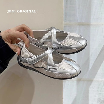 2026 New Spring Summer Girls Retro Ballet Trainers, Cross Strap Mary Jane Flats, Low Cut Flat Casual Sneakers For Kids