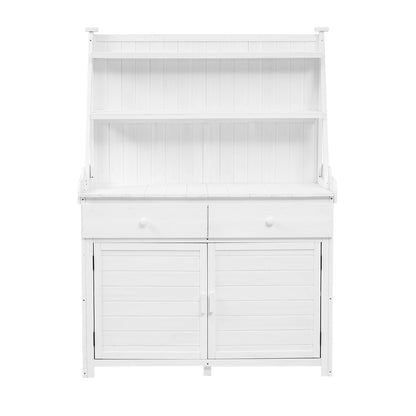 TOPMAX 65in Garden Potting Bench, Fir Wood With Storage, Drawer & Cabinet