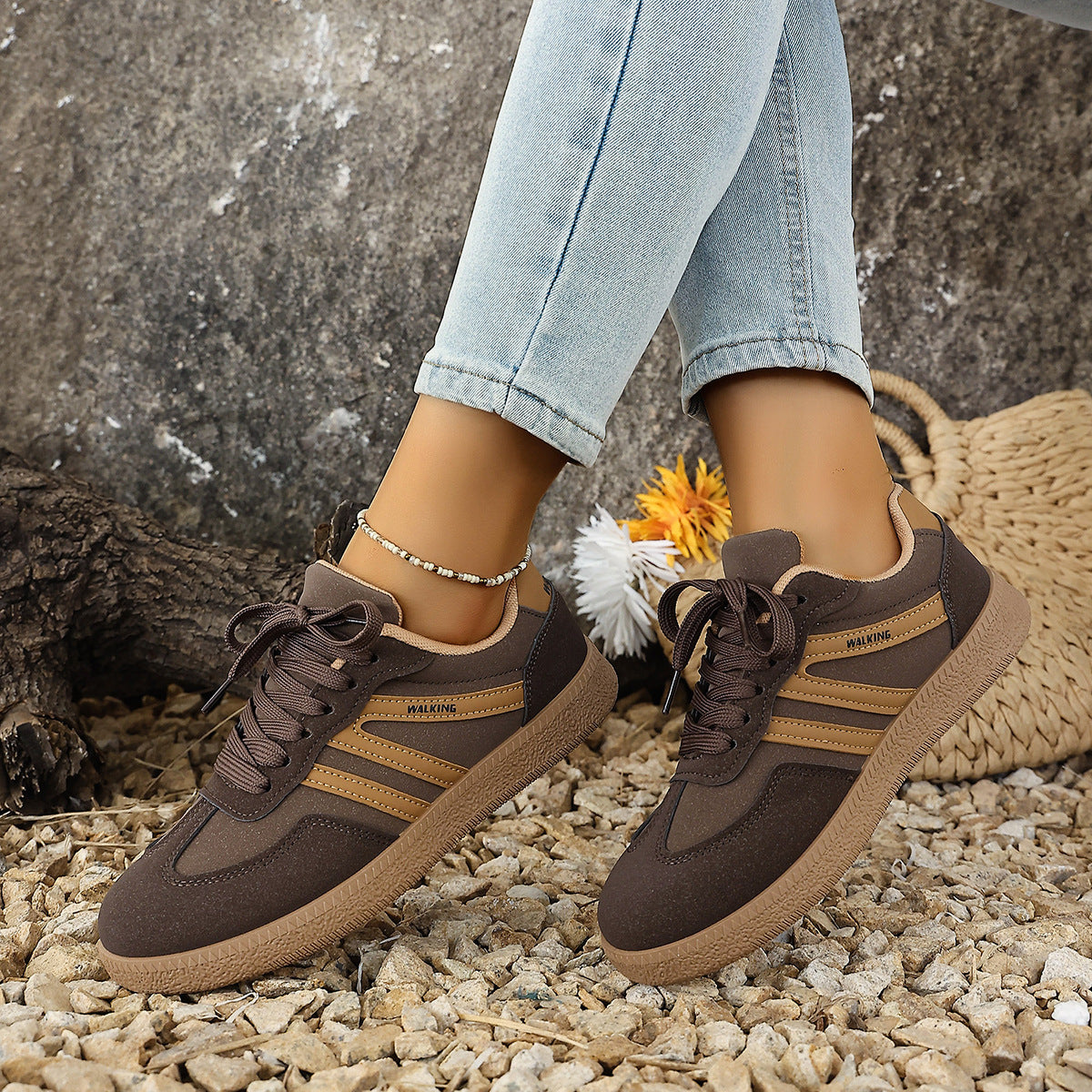 Large Size Color Blocked Round Toe Women's Shoes