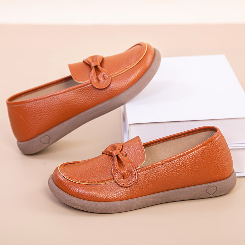 Flat Comfortable NonSlip Leather Shoes For Middle Aged And Elderly Individuals