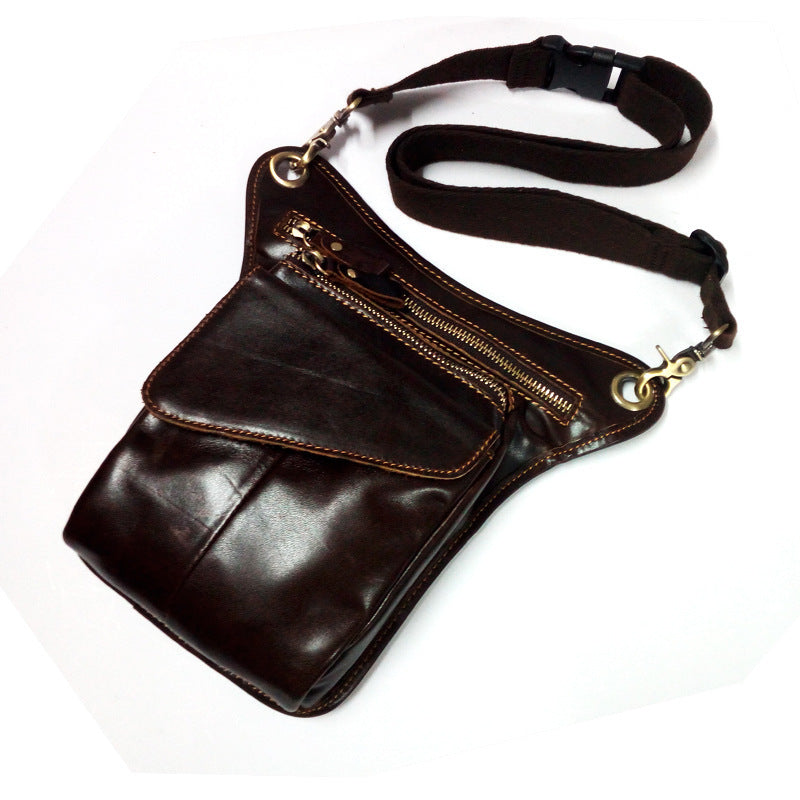 Genuine Leather Mens Waist Bag Outdoor Tactical Leg Rig