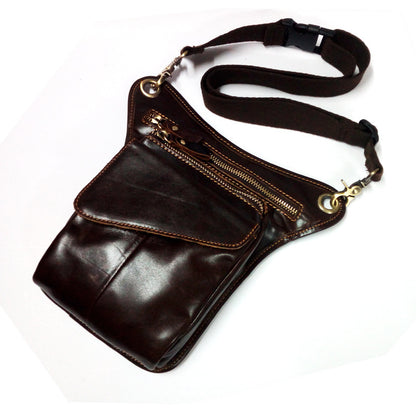 Genuine Leather Mens Waist Bag Outdoor Tactical Leg Rig