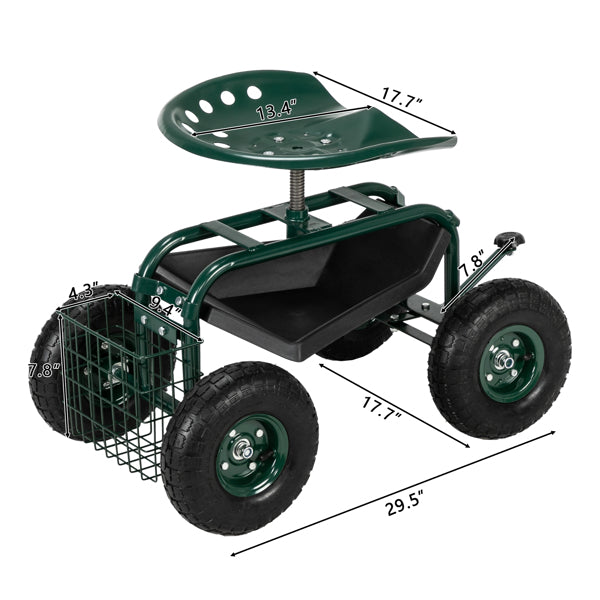 Deep Green Short Handle Garden Seat Car