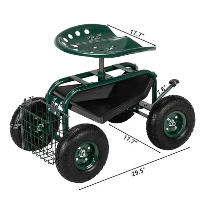 Deep Green Short Handle Garden Seat Car