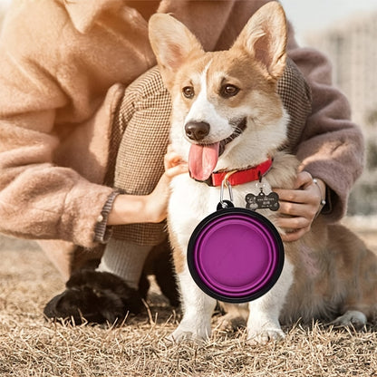 Pet Silicone Dog Food Water Bowl Travel Portable Folding  Supplies