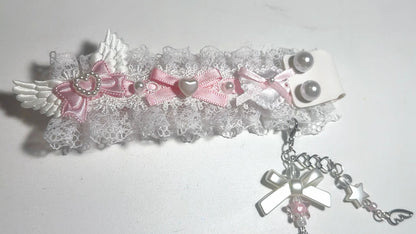 Lace Black And Pink Keyboard Ribbon Charm