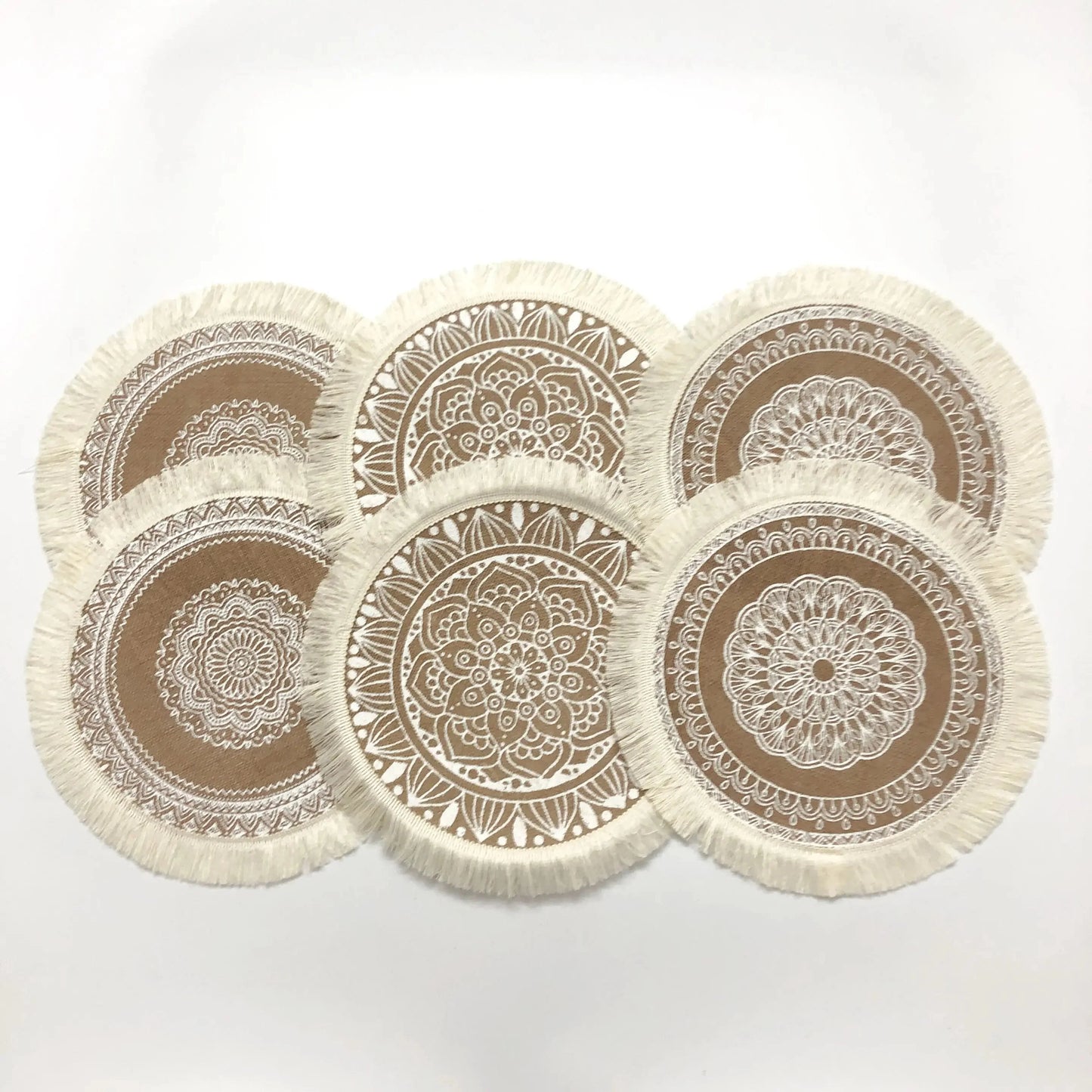 4pcs/6pcs Natural Vintage Jute Woven Placemats Bohemian Style Party Party Decoration Hanging Wall Decoration Mat Vase Mat